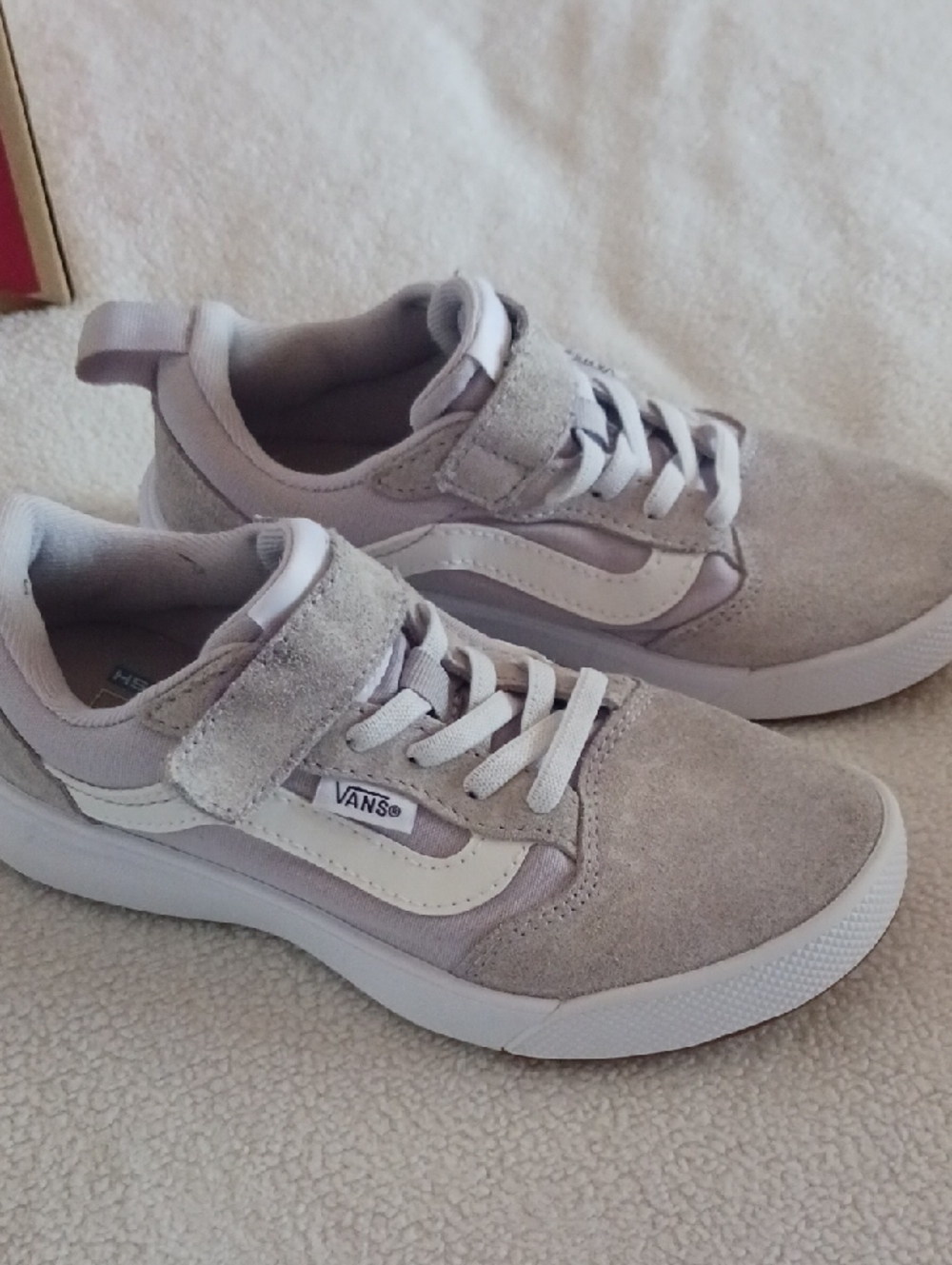 Vans Light Gray & Purple Low-Top Sneakers with White Stripe